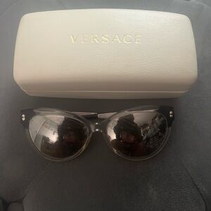 Versace Black and Silver Women's Sunglasses. Medusa is missing on right side